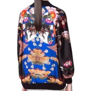 Zara Oriental Silk Bomber Jacket - Size S